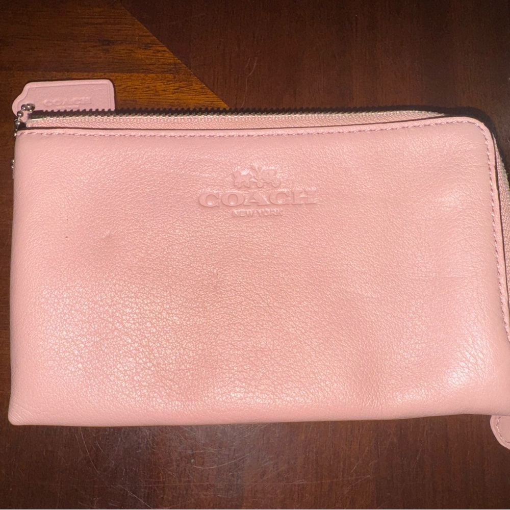 Coach Pink Double Corner Zip Wristlet